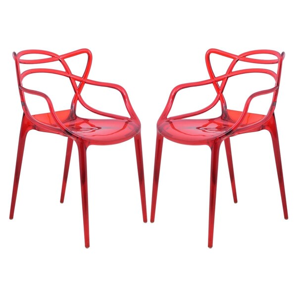 Kd 32.5 x 21 x 17.5 in. Milan Modern Wire Design Chair Red - Set of 2 KD3039915 - main